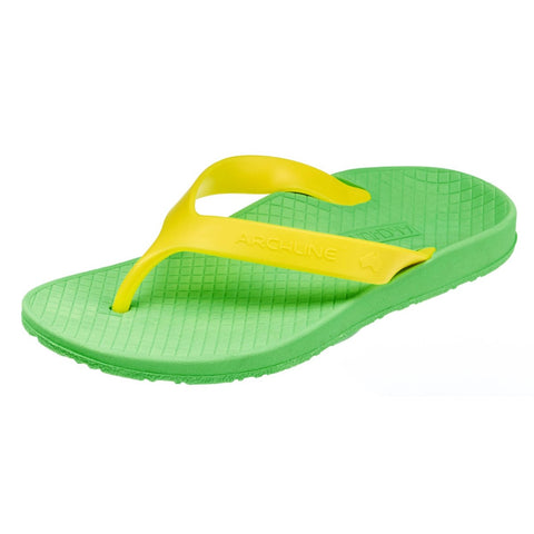 Slippers Archline Orthotic Thongs Support Shoes Footwear Flip Flops Orthopedic Green/Gold