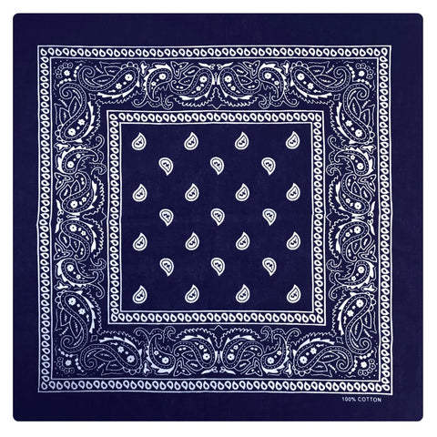 Scarves Bandana Paisley 100% Cotton Head Wrap Durag Bandanna Summer Biker Scarf Mask Navy Blue