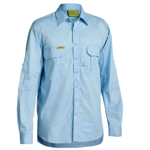 Casual Shirts Bisley Insect Protection Fishing Shirt Long Sleeve Casual Business Work Cotton Vrs6140_Bblb (Blue)