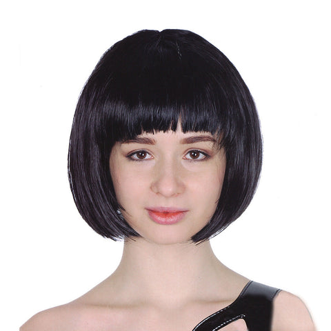 Wigs, Facial Hair Bob Wig Costume Short Straight Fringe Cosplay Party Womens Hair Black