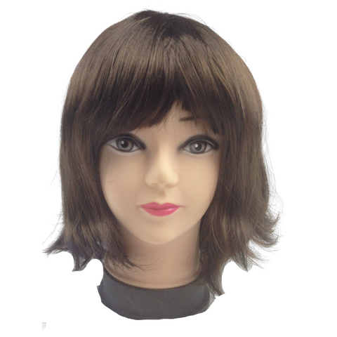 Wigs, Facial Hair Bob Wig Costume Short Straight Fringe Cosplay Party Full Hair Womens Fancy Dress Brown