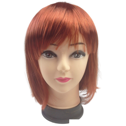 Wigs, Facial Hair Bob Wig Costume Short Straight Fringe Cosplay Party Full Hair Womens Fancy Dress Bronze