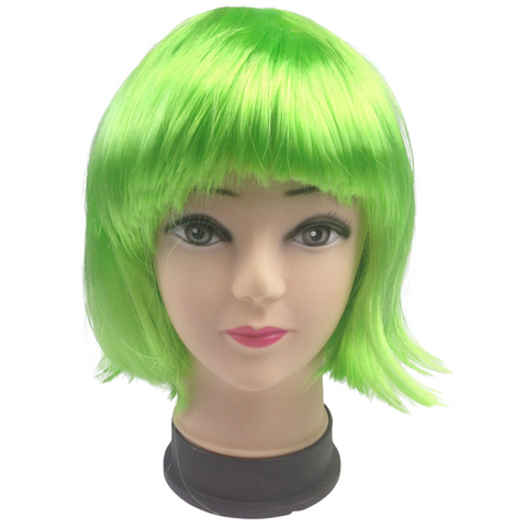 Wigs, Facial Hair Bob Wig Costume Short Straight Fringe Cosplay Party Full Hair Womens Fancy Dress Green