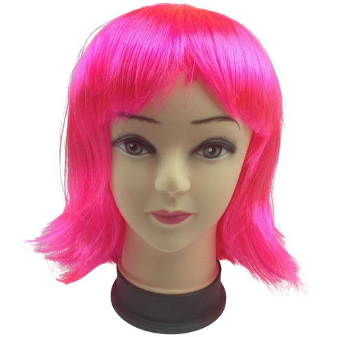 Wigs, Facial Hair Bob Wig Costume Short Straight Fringe Cosplay Party Full Hair Womens Fancy Dress Hot Pink