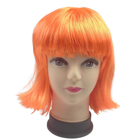 Wigs, Facial Hair Bob Wig Costume Short Straight Fringe Cosplay Party Full Hair Womens Fancy Dress Orange