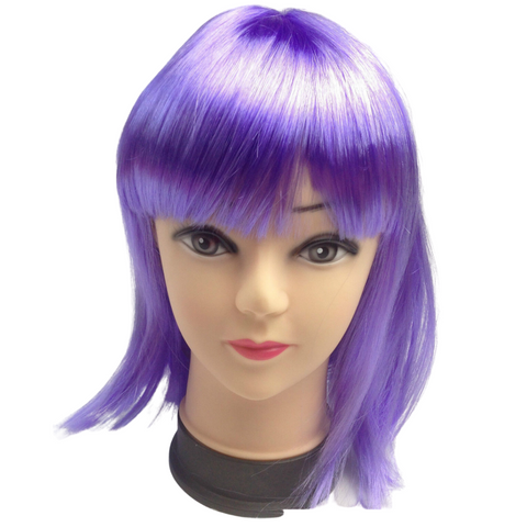 Wigs, Facial Hair Bob Wig Costume Short Straight Fringe Cosplay Party Full Hair Womens Fancy Dress Purple