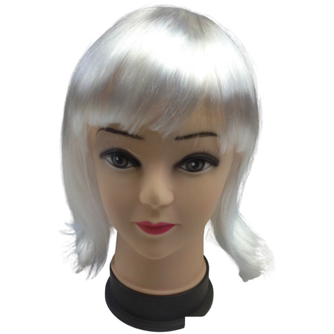 Wigs, Facial Hair Bob Wig Costume Short Straight Fringe Cosplay Party Full Hair Womens Fancy Dress White