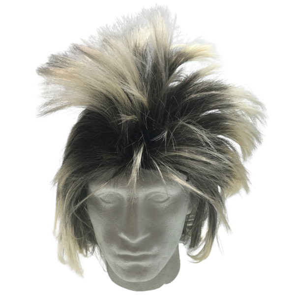 Wigs, Facial Hair Mens Long Spiky Wig Rock Punk 80S Fancy Dress Costume Bogan Mullet Spikey Black/Blonde