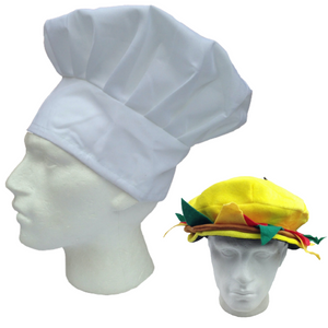 Hats 2Pcs Set Chefs Hat Baker Cap + Burger Funny Halloween Costume Party Accessory