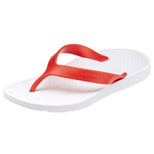 Slippers Archline Flip Flops Orthotic Thongs Support Shoes Footwear White/Red