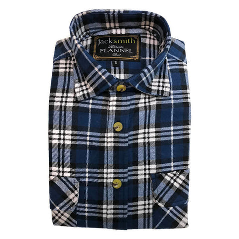 Casual Shirts Mens Flannelette Shirt 100% Cotton Check Authentic Long Sleeve Vintage Navy