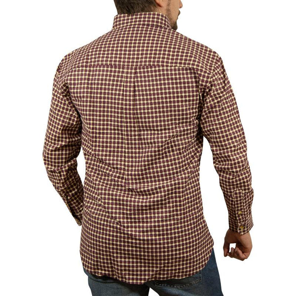 Casual Shirts Mens Long Sleeve Flannelette Shirt 100% Cotton Burgundy Check