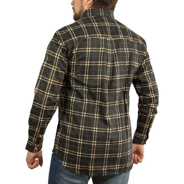 Casual Shirts Mens Long Sleeve Flannelette Shirt 100% Cotton Black Check