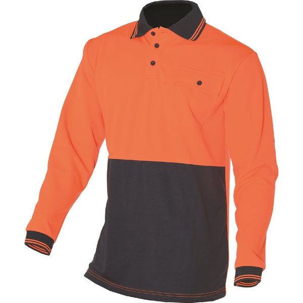 Casual Shirts Huski Hi Vis Polo Shirt Long Sleeve Safety High Visibility Workwear Driver Ppe Orange Xxl