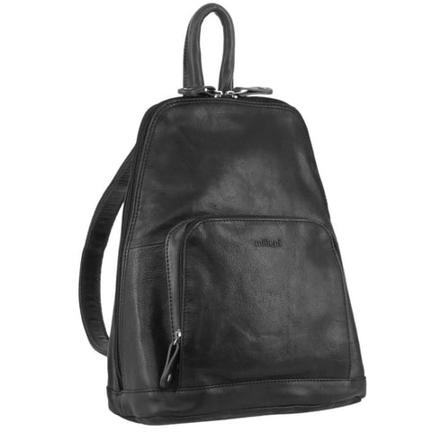 Women Backpacks Milleni Womens Twin Zip Backpack Nappa Italian Leather Travel Bag Black