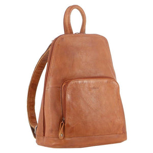 Women Backpacks Milleni Genuine Italian Leather Soft Nappa Backpack Bag Travel Cognac