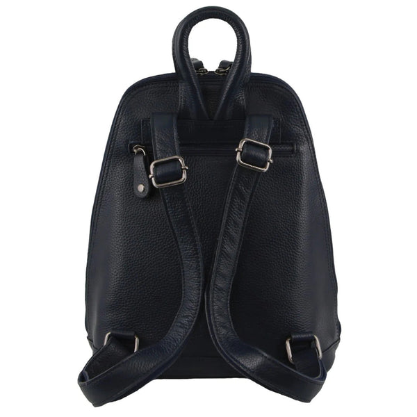 Women Backpacks Milleni Womens Twin Zip Backpack Nappa Italian Leather Travel Bag Navy