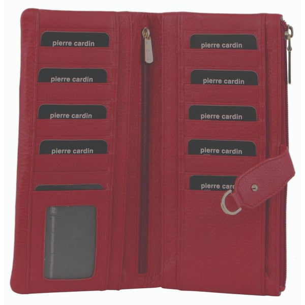 Wallets Pierre Cardin Womens Rfid Italian Leather Wallet Purse Credit Holder Red