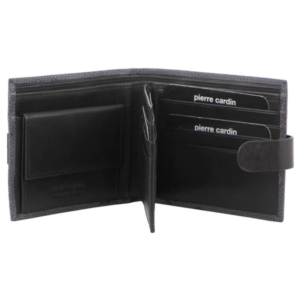 Wallets Pierre Cardin Mens Rfid Woven Embossed Leather Tab Wallet Black