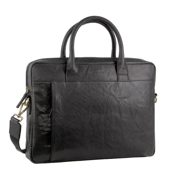 Laptop Cases & Bags Pierre Cardin Leather Multi Handle Computer Laptop Bag Black