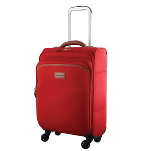 Suitcases Pierre Cardin 40L Cabin Soft Shell Suitcase Travel Luggage Bag Wheel Case Red