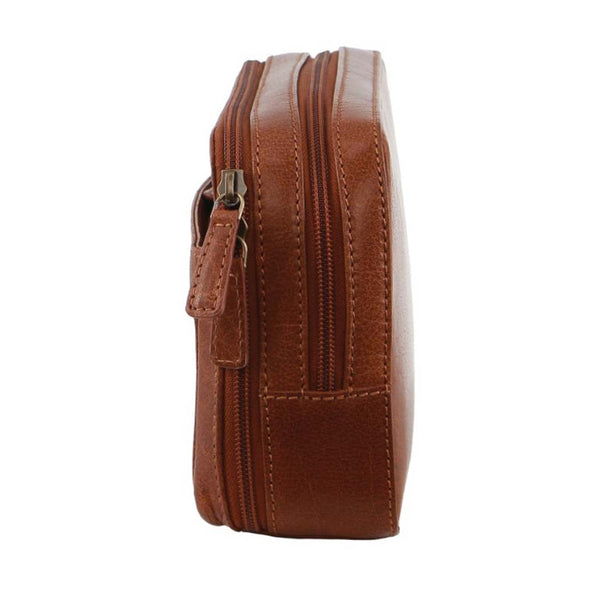 Bags Pierre Cardin Mens Leather Toiletry Bag Travel Organizer Wash Case Tan