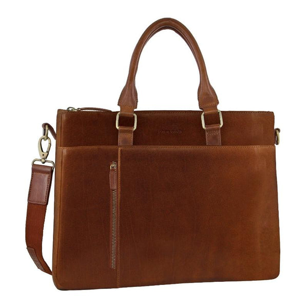 Laptop Cases & Bags Pierre Cardin Mens Leather Briefcase Business Bag Shoulder Laptop Tote Tan