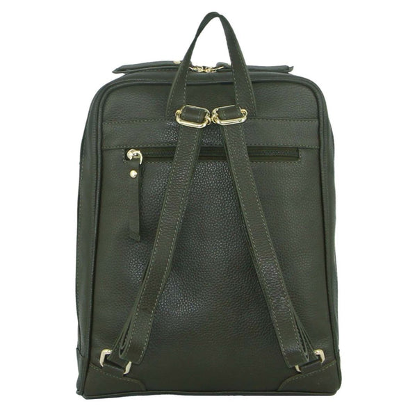 Women Backpacks Pierre Cardin Rustic Womens Leather Backpack Bag Handbag Pack Travel Olive