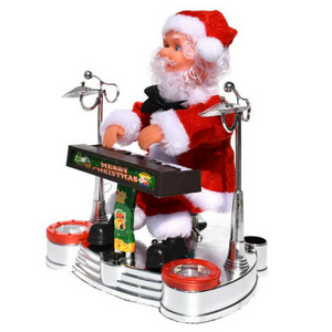 Seasonal Decorations Santa Claus Playing Ornament Piano Doll Musical Electric Toy Xmas Christmas Gift