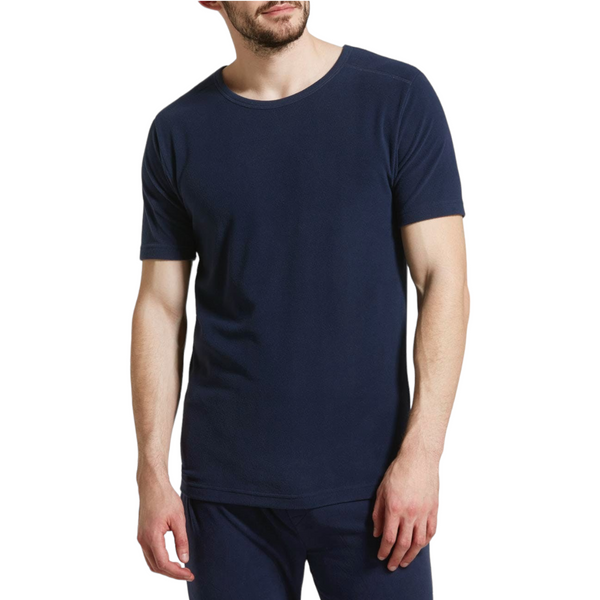 T Shirts Mens Thermal Short Sleeve Top Microfleece Baselayer Underwear Shirt Navy