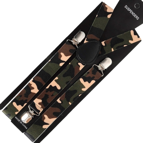 Suspenders/Braces Mens Suspenders Braces Adjustable Strong Clip On Elastic Formal Wedding Slim Army Camouflage