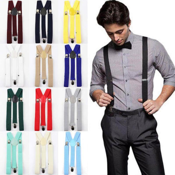 Suspenders/Braces Mens Suspenders Braces Adjustable Strong Clip On Elastic Formal Wedding Slim Black/Yellow Check