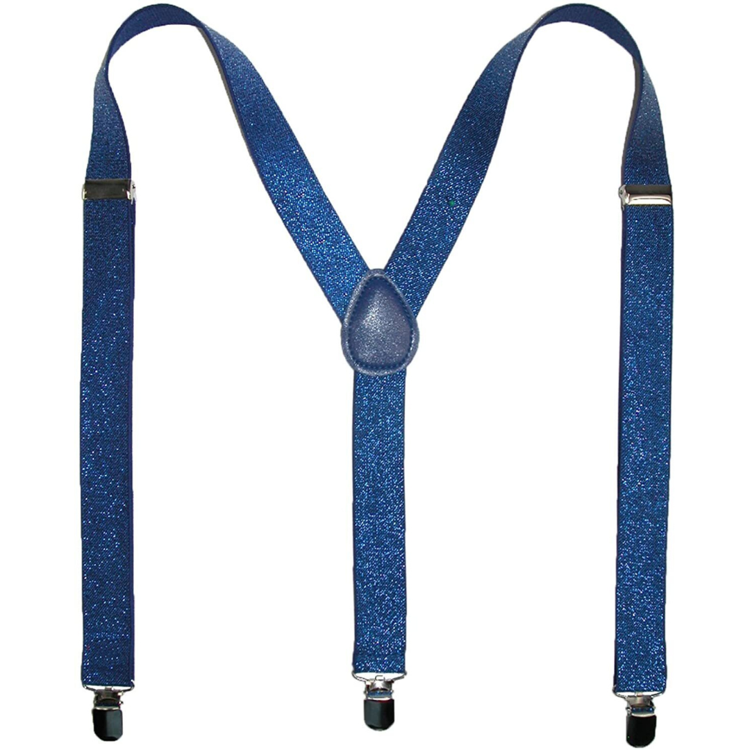 Suspenders/Braces Mens Suspenders Braces Adjustable Strong Clip On Elastic Formal Wedding Slim Blue (Glitter)