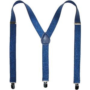 Suspenders/Braces Mens Suspenders Braces Adjustable Strong Clip On Elastic Formal Wedding Slim Blue (Glitter)