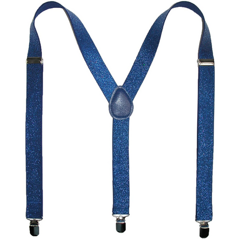 Suspenders/Braces Mens Suspenders Braces Adjustable Strong Clip On Elastic Formal Wedding Slim Blue (Glitter)