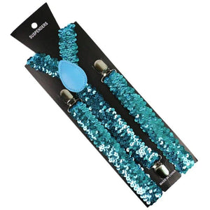 Suspenders/Braces Mens Suspenders Braces Adjustable Strong Clip On Elastic Formal Wedding Slim Blue (Sequin)