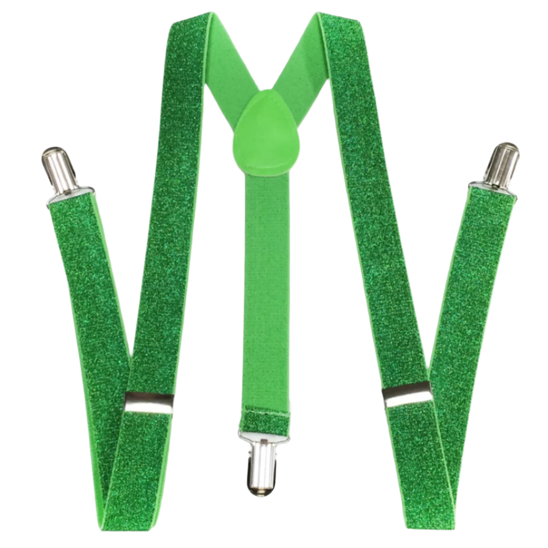 Suspenders/Braces Mens Suspenders Braces Adjustable Strong Clip On Elastic Formal Wedding Slim Green (Glitter)