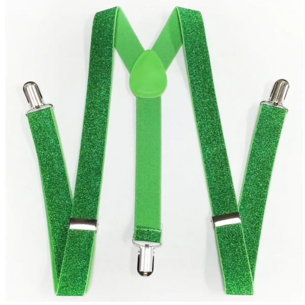 Suspenders/Braces Mens Suspenders Braces Adjustable Strong Clip On Elastic Formal Wedding Slim Green (Glitter)