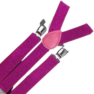 Suspenders/Braces Mens Suspenders Braces Adjustable Strong Clip On Elastic Formal Wedding Slim Hot Pink (Glitter)