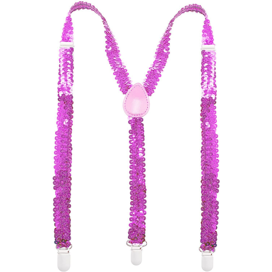 Suspenders/Braces Mens Suspenders Braces Adjustable Strong Clip On Elastic Formal Wedding Slim Light Pink (Sequin)