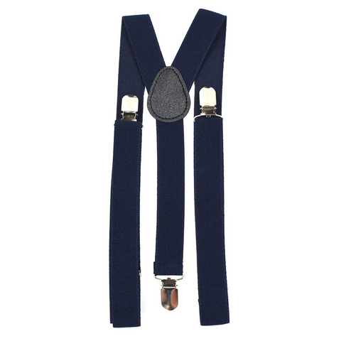 Suspenders/Braces Mens Suspenders Braces Adjustable Strong Clip On Elastic Formal Wedding Slim Navy Blue