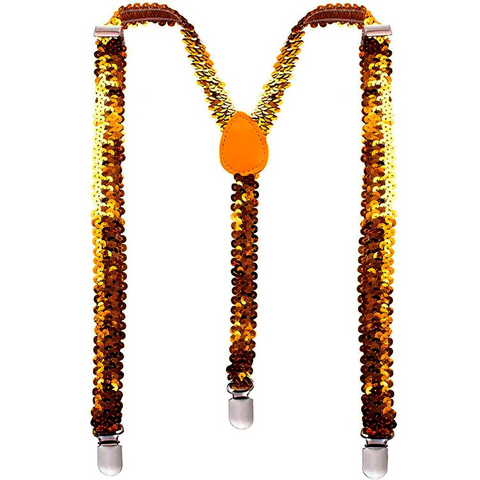 Suspenders/Braces Mens Suspenders Braces Adjustable Strong Clip On Elastic Formal Wedding Slim Orange (Sequin)