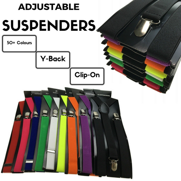 Suspenders/Braces Mens Suspenders Braces Adjustable Strong Clip On Elastic Formal Wedding Slim Rainbow