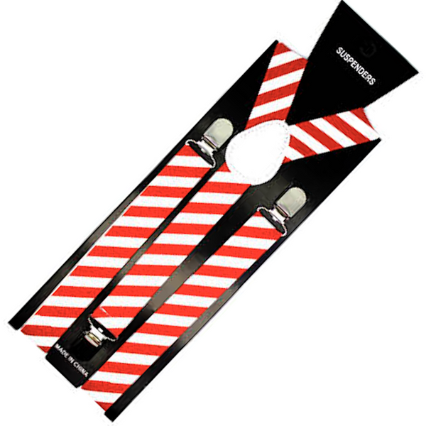 Suspenders/Braces Mens Suspenders Braces Adjustable Strong Clip On Elastic Formal Wedding Slim Red/White Diagonal Stripes