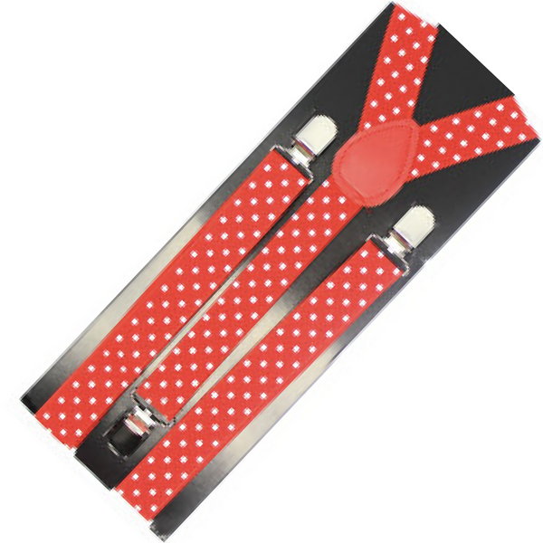 Suspenders/Braces Mens Suspenders Braces Adjustable Strong Clip On Elastic Formal Wedding Slim Red With White Polka Dot