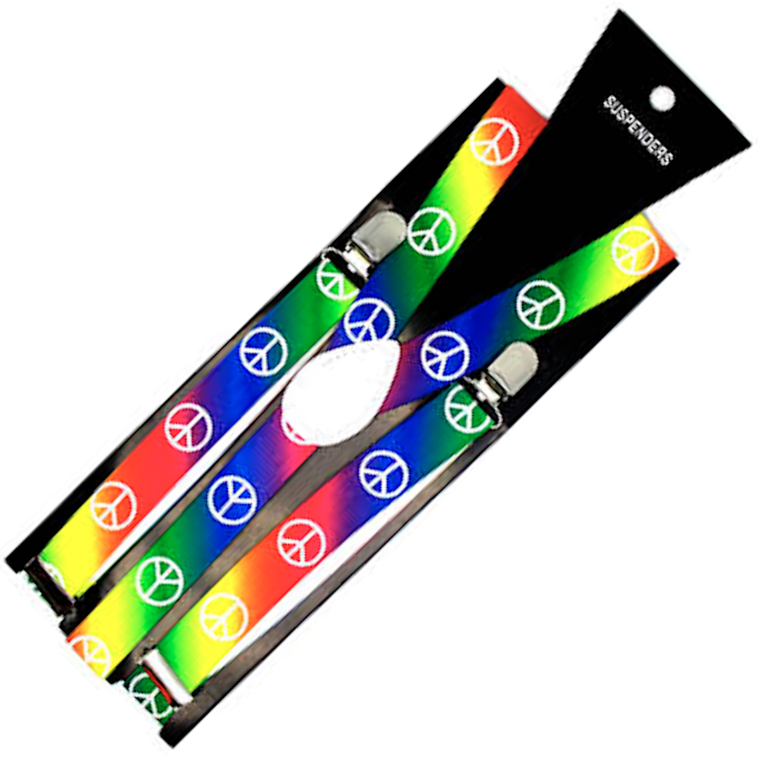 Suspenders/Braces Mens Suspenders Braces Adjustable Strong Clip On Elastic Formal Wedding Slim Rainbow With Peace Symbol