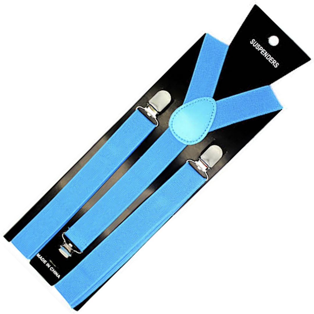 Suspenders/Braces Mens Suspenders Braces Adjustable Strong Clip On Elastic Formal Wedding Slim Sky Blue