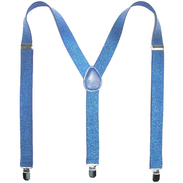 Suspenders/Braces Mens Suspenders Braces Adjustable Strong Clip On Elastic Formal Wedding Slim Sky Blue (Glitter)