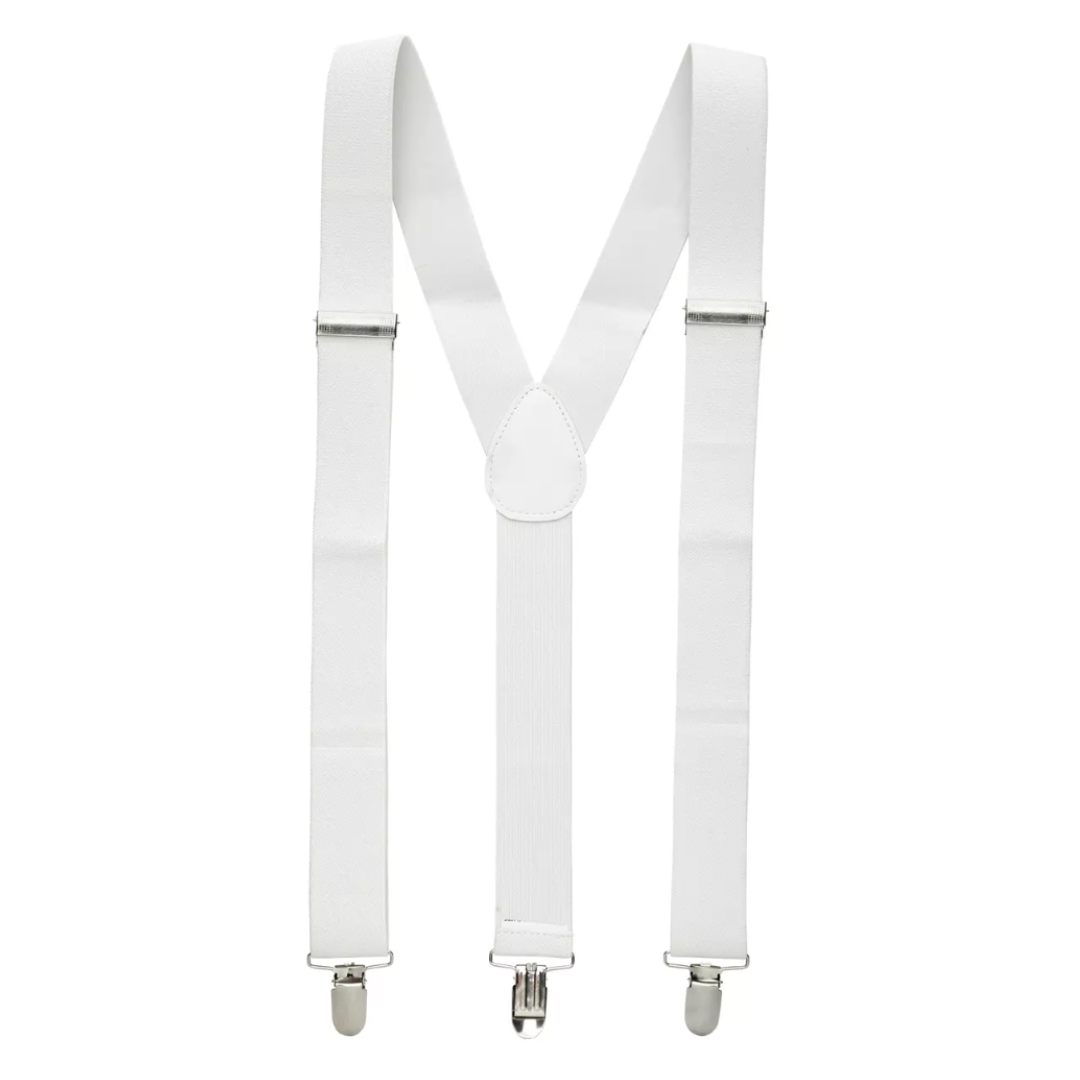 Suspenders/Braces Mens Suspenders Braces Adjustable Strong Clip On Elastic Formal Wedding Slim White