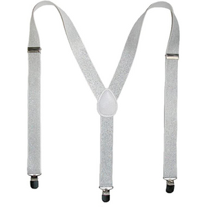 Suspenders/Braces Mens Suspenders Braces Adjustable Strong Clip On Elastic Formal Wedding Slim White Glitter